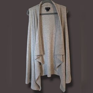 Bloomingdale's Grey 100% Cashmere Open Front Lapel Sleeveless Layering Cardigan